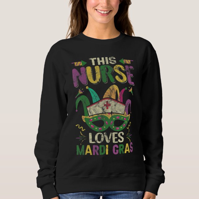 This Nurse Loves Mardi Gras Mask Ribbons_2 Sweatshirt (Vorderseite)