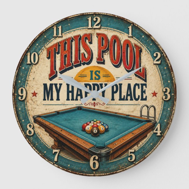 This Pool Is My Happy Place  Große Wanduhr (Vorderseite)
