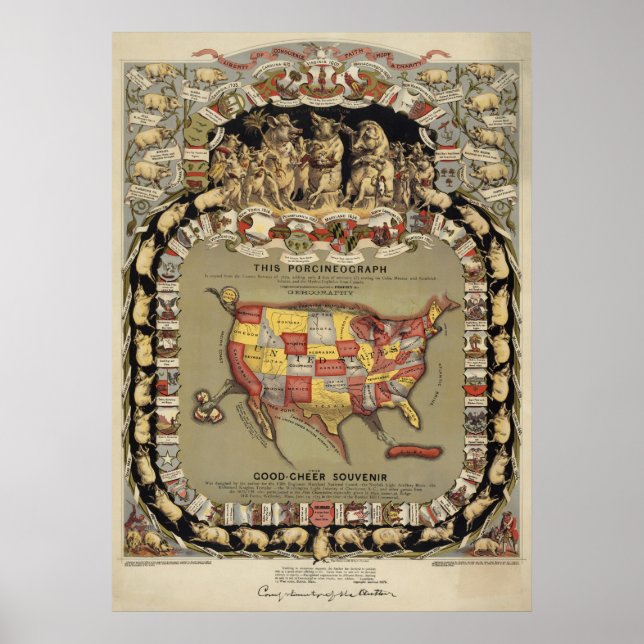 "This Porcineograph" (Forbes) 1876 BigMapBlog.com Poster (Vorne)