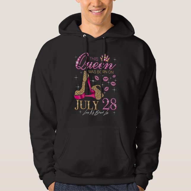 This Queen Was Born on July 28 Living My Blessed L Hoodie (Vorderseite)