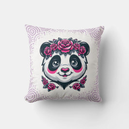 This smiling panda framed by pink roses blends exo kissen