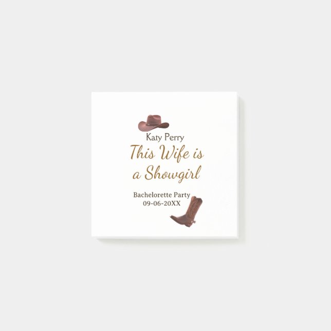 This Wife is a showgirl bachelorette party name da Post-it Klebezettel (Vorderseite)