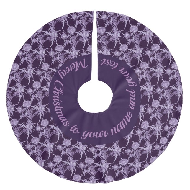 THISTL-violette Blume Polyester Weihnachtsbaumdecke (Vorderseite)