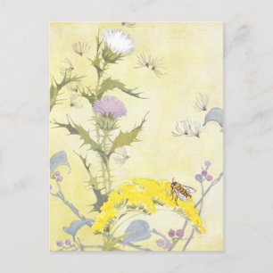 Thistle and Bee on Goldenrod Postkarte