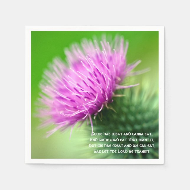 Thistle and Selkirk Grace Cocktail-Papierserviette Serviette (Vorderseite)