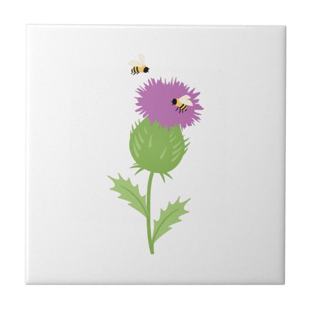 Thistle Bienen Fliese (Vorderseite)