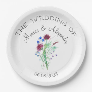 Thistle Floral Scottish Watercolor Wedding Party Pappteller