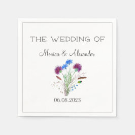 Thistle Floral Scottish Watercolor Wedding Party Serviette