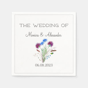 Thistle Floral Scottish Watercolor Wedding Party Serviette