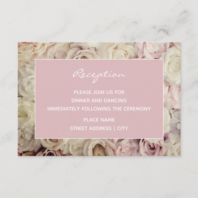 Thistle French Pink Vintage Wedding Empfang Card Begleitkarte (Vorderseite)