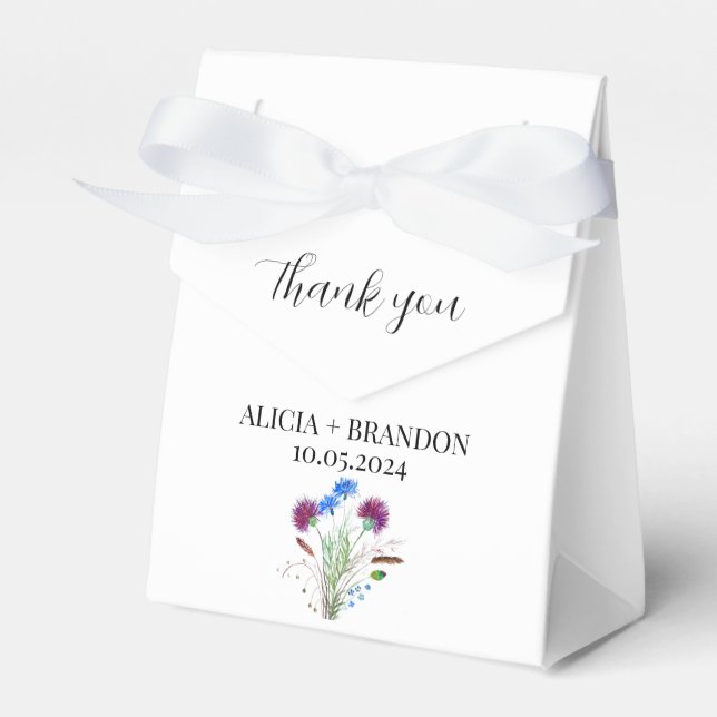 Thistle Lila Scottish Floral Modern Wedding Geschenkschachtel (Vorderseite)