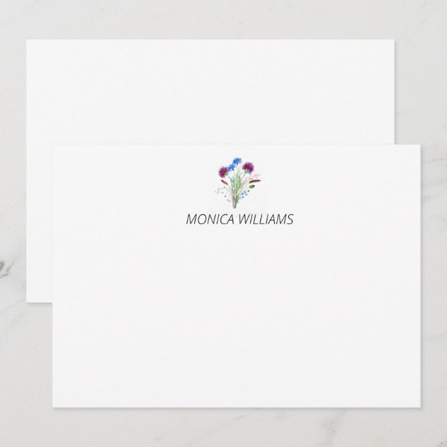 Thistle Purple Floral Personal Mitteilungskarte (Vorne/Hinten)