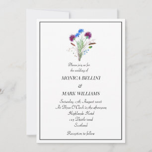 Thistle Purple Floral Scottish Minimalist Wedding Einladung