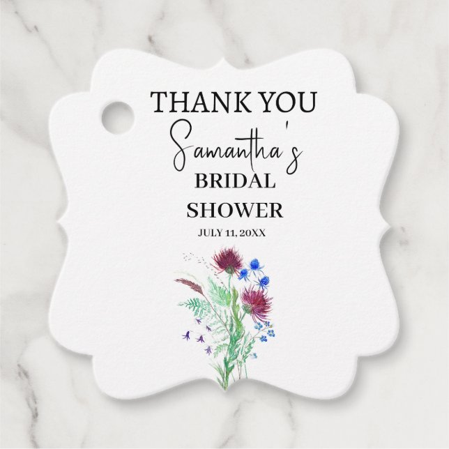 Thistle Purple Flowers Scottish Boho Brautparty Geschenkanhänger (Vorderseite)