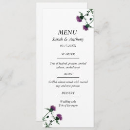 Thistle Scotland Floral Watercolor Wedding Food Menükarte