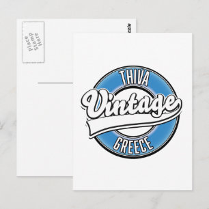 Thiva Griechenland Vintage-Logo Postkarte