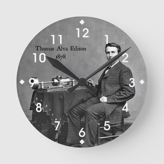 Thomas Alva Edison, 1878 Runde Wanduhr (Vorderseite)