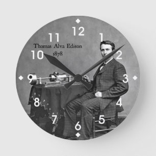 Thomas Alva Edison, 1878 Runde Wanduhr