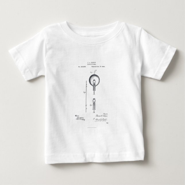 Thomas Alvas Edison Glühlampe-Patentanfrage 1880 Baby T-shirt (Vorderseite)