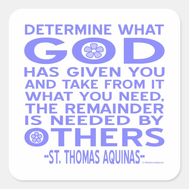 Thomas Aquinas God Give Light Blue Quadratischer Aufkleber (Vorderseite)