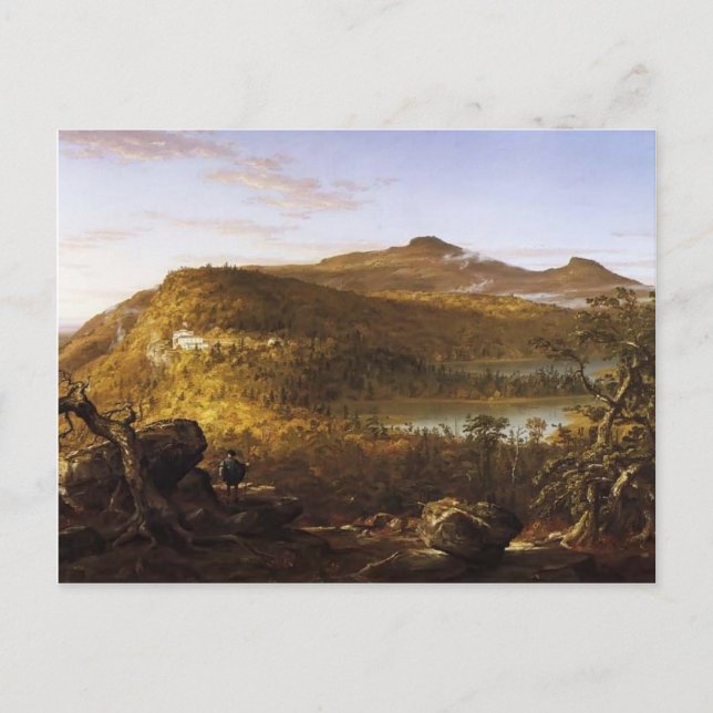 Thomas Cole-Ansicht des Zwei-Seen-Gebirgshauses Postkarte (Vorderseite)