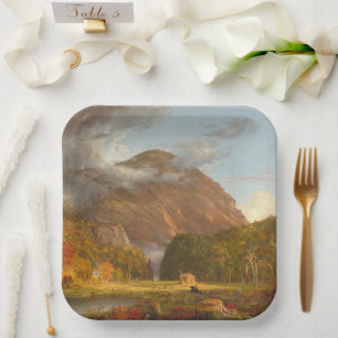 Thomas Cole Ausblick auf den Bergpass Pappteller