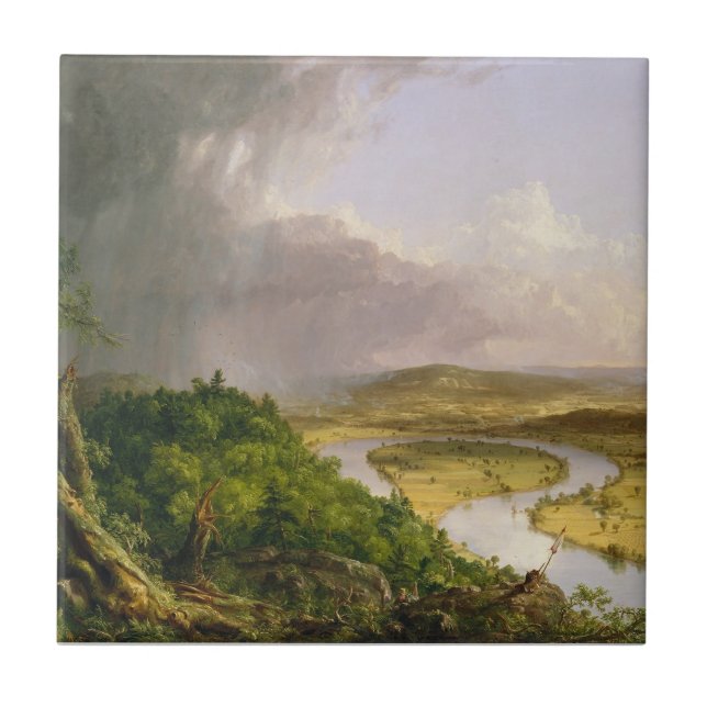 Thomas Cole der Oxbow Der Connecticut-Fluss Fliese (Vorderseite)