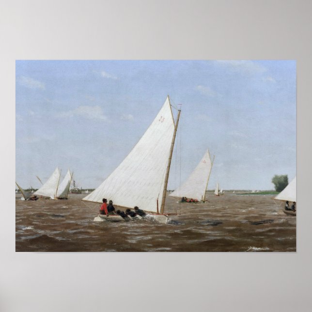 Thomas Eakins - Sailboats Racing auf dem Delaware Poster (Vorne)
