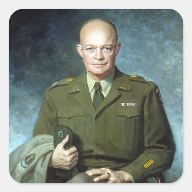 Thomas Edgar Stephens Dwight D. Eisenhower Quadratischer Aufkleber (Vorderseite)