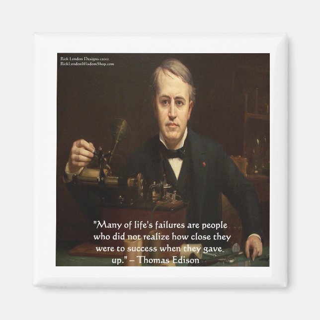 Thomas Edison "B4 Success" Zitat von Weisheit Gesc Magnet (Vorne)