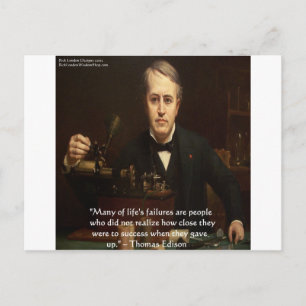 Thomas Edison "B4 Success" Zitat von Weisheit Gesc Postkarte