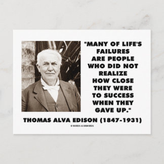 Thomas Edison Erfolgsausfälle sind Nah aufgeblasen Postkarte