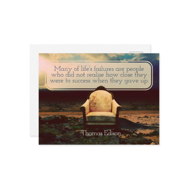 Thomas Edison Inspirational Zitat "Failures" Postkarte (Vorderseite/Rückseite Beispiel)