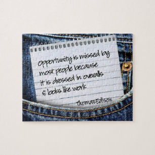 Thomas Edison Inspirational Zitat "Gelegenheit" Puzzle