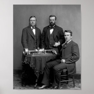 Thomas Edison mit seinem Phonograph Poster