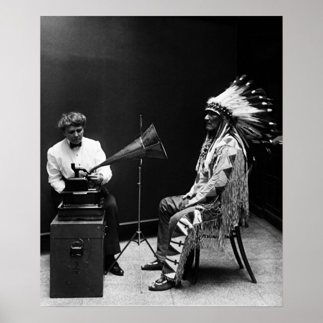 Thomas Edison Phonograph Recording Native American Poster (Vorne)