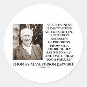 Thomas Edison Restless Disease Progress Runder Aufkleber