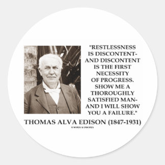 Thomas Edison Restless Disease Progress Runder Aufkleber