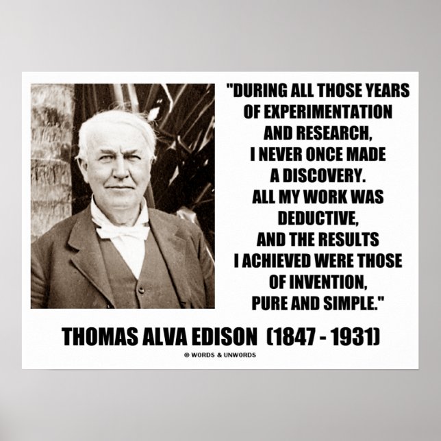 Thomas Edison Results Invention Pure Simple Quote Poster (Vorne)