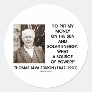 Thomas Edison Sun Solar Energy Source of Power Runder Aufkleber