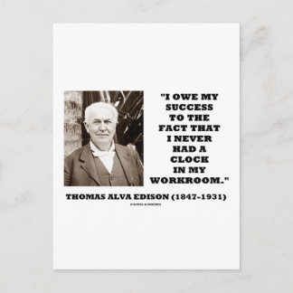 Thomas Edison verdankt seinen Erfolg nie einer Uhr Postkarte
