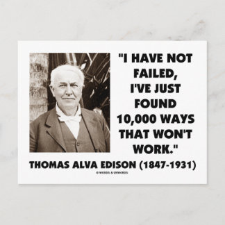 Thomas Edison Versagte nicht 10.000 Wege, wie man  Postkarte