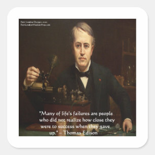 Thomas Edison "Vor dem Erfolg" Weisheitszitate Ges Quadratischer Aufkleber