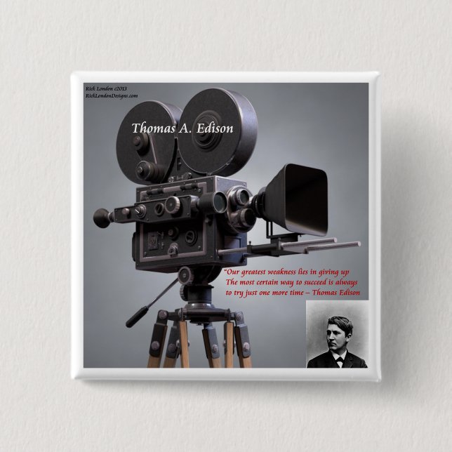 Thomas Edison Zitat "One More Time" Button (Vorderseite)