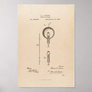 Thomas Edisons Bewerbung um das Light Bulb-Patent Poster