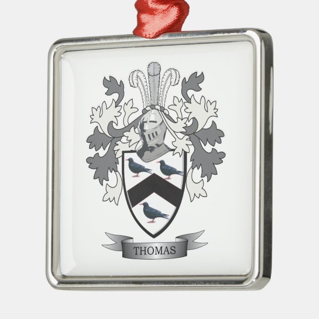 Thomas-Familienwappen Silbernes Ornament (Links)