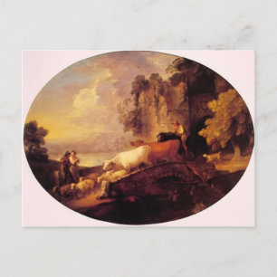 Thomas Gainsborough - Flusslandschaft, Rustikale L Postkarte