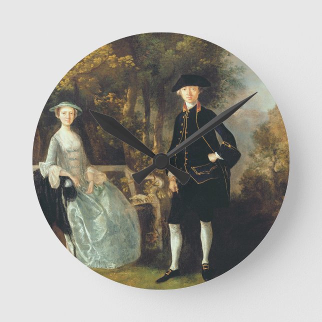 Thomas Gainsborough | Lady Lloyd und ihr Sohn, Ric Runde Wanduhr (Vorderseite)