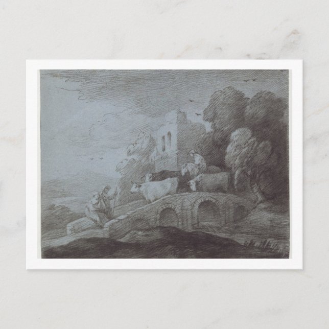 Thomas Gainsborough | Waldlandschaft mit Herdsmos Postkarte (Vorderseite)