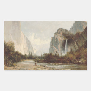 Thomas Hill - Yosemite, Bridal Veil Falls Rechteckiger Aufkleber